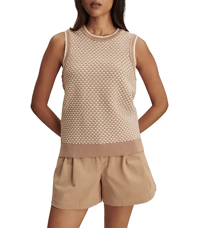 Varley Jenson Stitch Knit Crew Neck Sleeveless Tank Top
