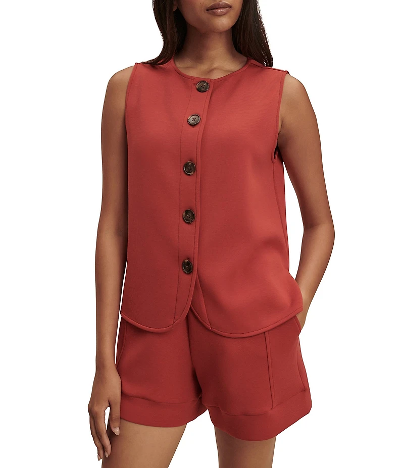 Varley Josie Crew Neck Sleeveless Button Through Tank