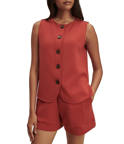 Varley Josie Crew Neck Sleeveless Button Through Tank