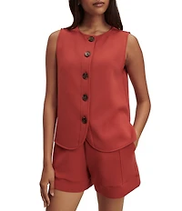 Varley Josie Crew Neck Sleeveless Button Through Tank
