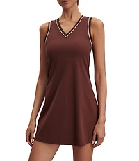 Varley Kalani V-Neck Sleeveless Rib Jersey Knit Mini Dress