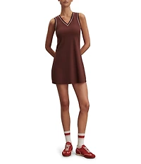Varley Kalani V-Neck Sleeveless Rib Jersey Knit Mini Dress
