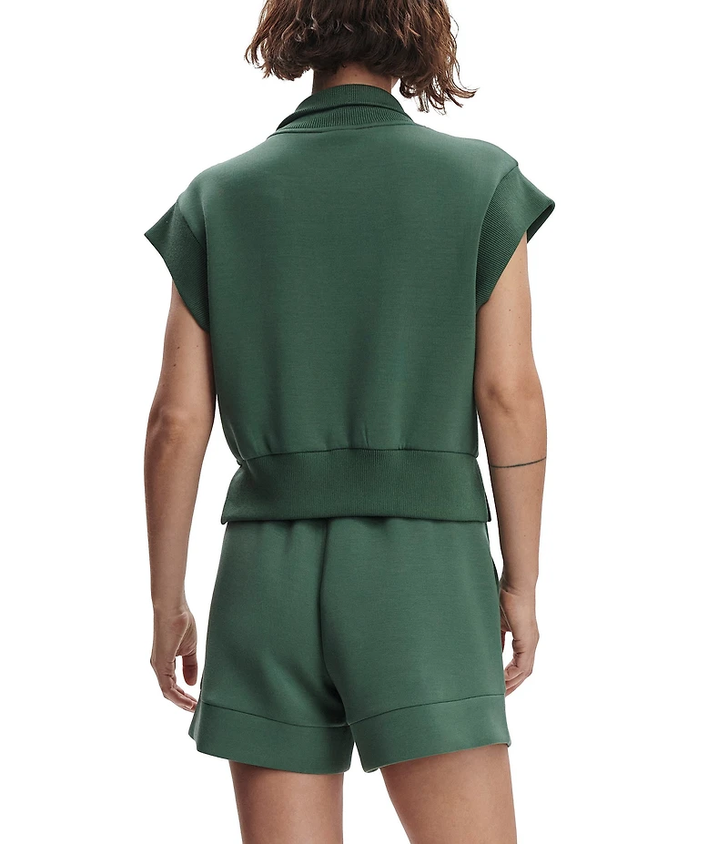 Varley Kelly High Neck Cap Sleeve Half Zip Double Soft Cropped Sweatshirt