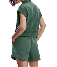 Varley Kelly High Neck Cap Sleeve Half Zip Double Soft Cropped Sweatshirt