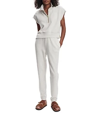 Varley Kelly High Neck Cap Sleeve Half Zip Double Soft Cropped Sweatshirt