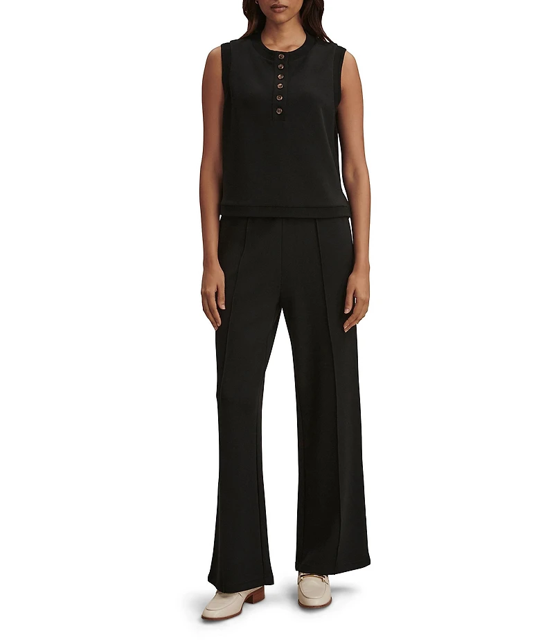 Varley Marla Crew Neck Sleeveless Button Down Placket Coordinating Tank Top