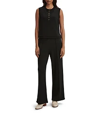Varley Marla Crew Neck Sleeveless Button Down Placket Coordinating Tank Top
