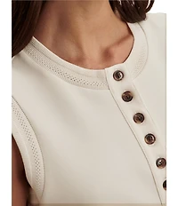 Varley Marla Crew Neck Sleeveless Button Down Placket Coordinating Tank Top