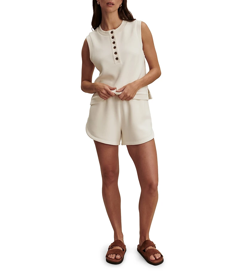 Varley Marla Crew Neck Sleeveless Button Down Placket Coordinating Tank Top
