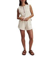 Varley Marla Crew Neck Sleeveless Button Down Placket Coordinating Tank Top