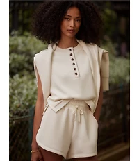 Varley Marla Crew Neck Sleeveless Button Down Placket Coordinating Tank Top