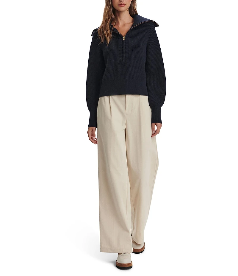 Varley Maura Half Zip Rib Knit Long Sleeve Sweatshirt