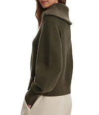Varley Maura Half Zip Rib Knit Long Sleeve Sweatshirt