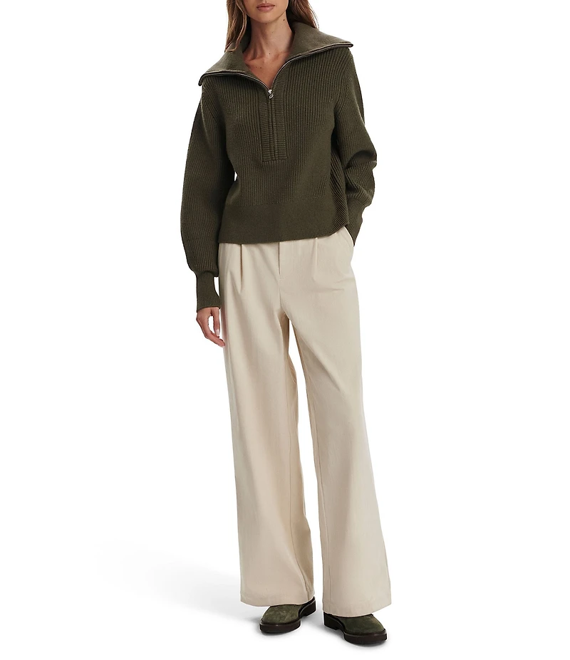 Varley Maura Half Zip Rib Knit Long Sleeve Sweatshirt