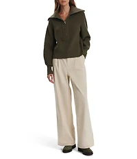 Varley Maura Half Zip Rib Knit Long Sleeve Sweatshirt