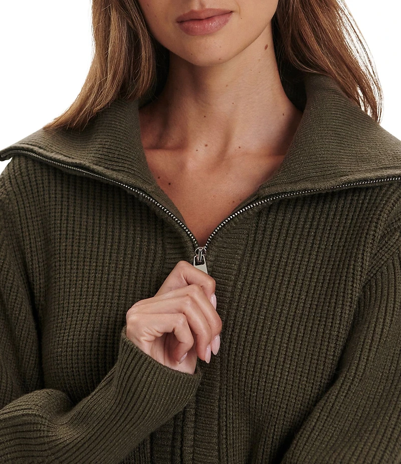 Varley Maura Half Zip Rib Knit Long Sleeve Sweatshirt