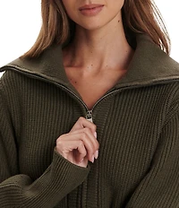 Varley Maura Half Zip Rib Knit Long Sleeve Sweatshirt