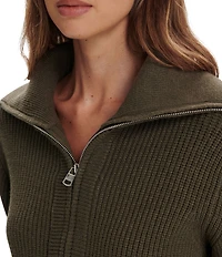Varley Maura Half Zip Rib Knit Long Sleeve Sweatshirt