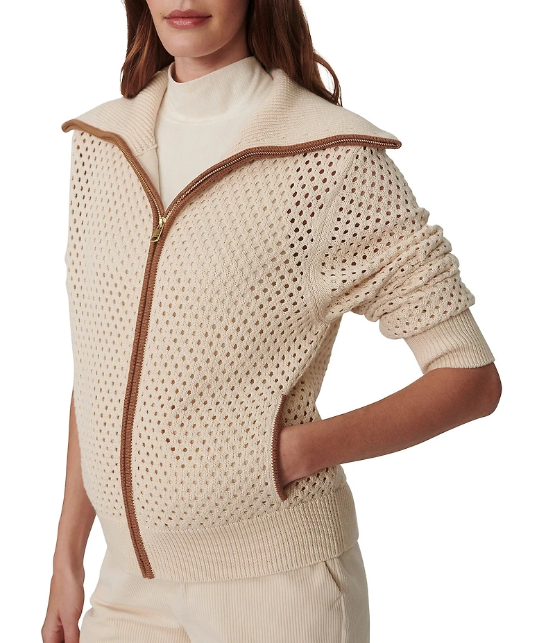 Varley Paula Zip-Through Collared Long Sleeve Knit Jacket