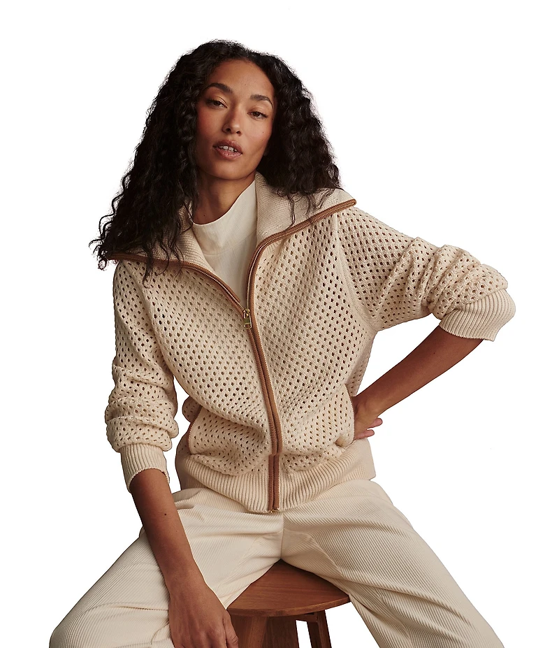 Varley Paula Zip-Through Collared Long Sleeve Knit Jacket