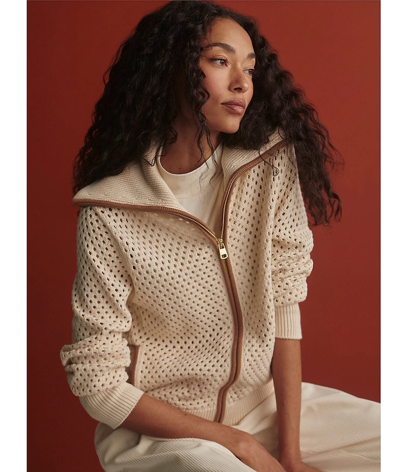 Varley Paula Zip-Through Collared Long Sleeve Knit Jacket