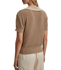 Varley Perrine Collared V-Neck Short Sleeve Knit Polo Top