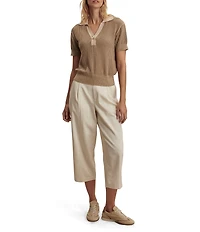 Varley Perrine Collared V-Neck Short Sleeve Knit Polo Top