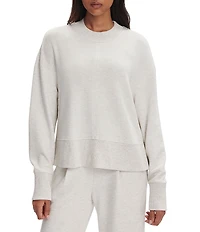 Varley Philippe DoubleSoft® Knit Crew Neck Long Sleeve Crop Side Zipper Sweatshirt