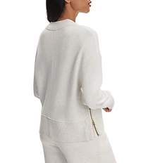 Varley Philippe DoubleSoft® Knit Crew Neck Long Sleeve Crop Side Zipper Sweatshirt