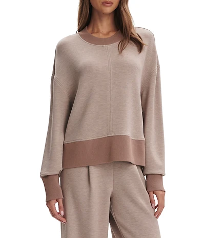 Varley Philippe DoubleSoft® Knit Crew Neck Long Sleeve Crop Side Zipper Sweatshirt