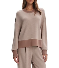 Varley Philippe DoubleSoft® Knit Crew Neck Long Sleeve Crop Side Zipper Sweatshirt