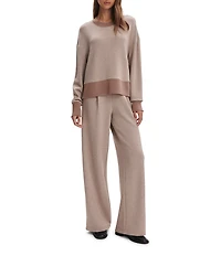 Varley Philippe DoubleSoft® Knit Crew Neck Long Sleeve Crop Side Zipper Sweatshirt