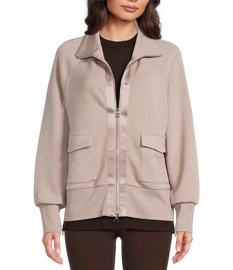 Varley Roxbury DoubleSoft® Stand Collar Raglan Long Sleeve Zip Through Sweat Jacket