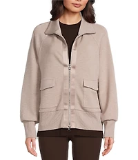 Varley Roxbury DoubleSoft® Stand Collar Raglan Long Sleeve Zip Through Sweat Jacket