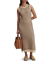 Varley Sadia Stitch Knit Crew Neck Sleeveless Midi Dress
