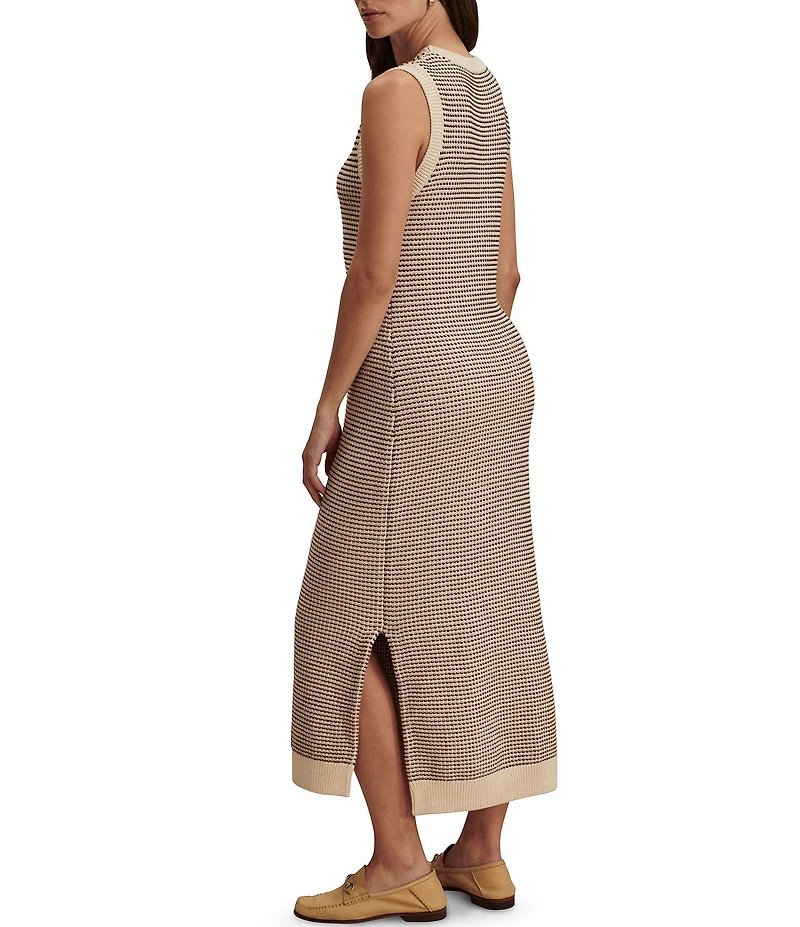 Varley Sadia Stitch Knit Crew Neck Sleeveless Midi Dress