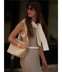 Varley Sadia Stitch Knit Crew Neck Sleeveless Midi Dress