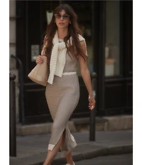 Varley Sadia Stitch Knit Crew Neck Sleeveless Midi Dress