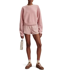 Varley Tasmin Crew Neck Long Sleeve Coordinating Cropped Sweatshirt