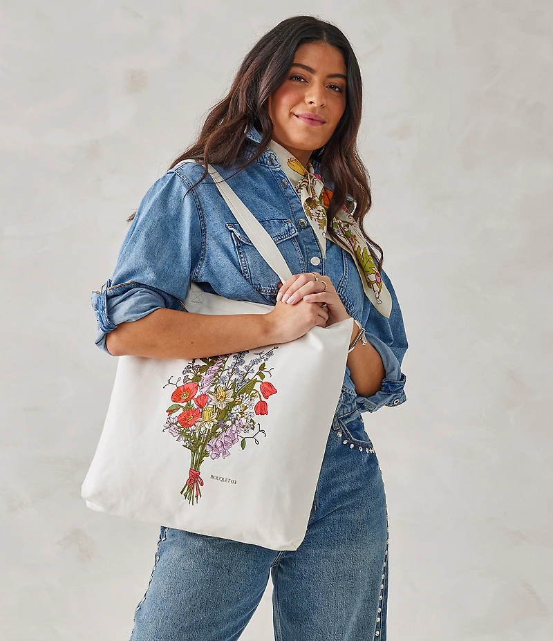 Vera Bradley Bouquet Woodlark Cotton Tote Bag
