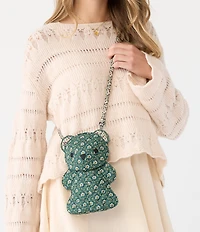 Vera Bradley Classic Bear Mistletoe Lattice Print Premium Cotton Crossbody Bag