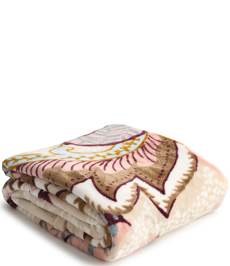 Vera Bradley Don't Leaf Me Paisley Plush Throw Blanket