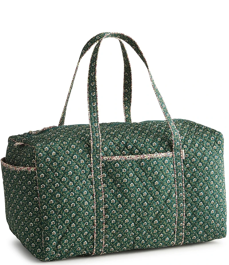 Vera Bradley Large Original Premium Cotton Mistletoe Lattice Print Zip-Top Duffel Bag