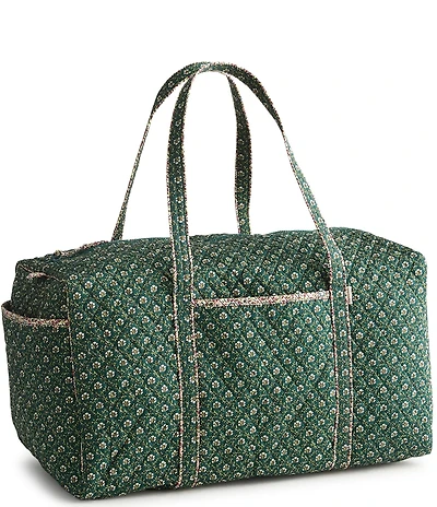 Vera Bradley Large Original Premium Cotton Mistletoe Lattice Print Zip-Top Duffel Bag