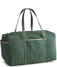 Vera Bradley Large Original Premium Cotton Mistletoe Lattice Print Zip-Top Duffel Bag