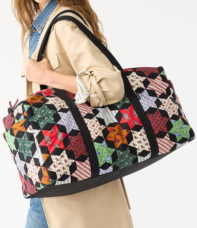 Vera Bradley Large Original Premium Cotton Star Patchwork Zip-Top Duffel Bag