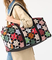 Vera Bradley Large Original Premium Cotton Star Patchwork Zip-Top Duffel Bag