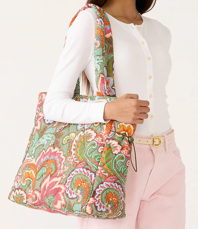 Vera Bradley Leaf Me Not Paisley Nylon Original Zip Tote Bag