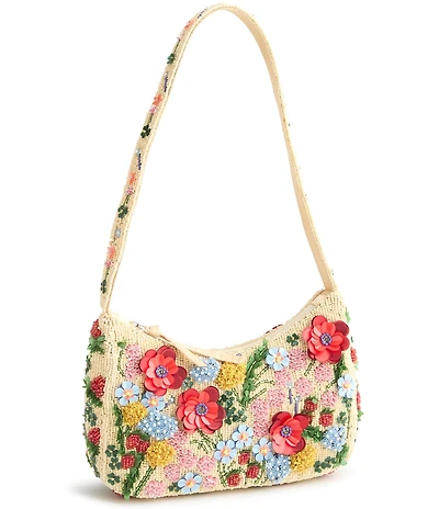 Vera Bradley Mini Roxbury Crescent Beaded All the Pretty Flowers Shoulder Bag