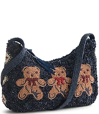 Vera Bradley Mini Roxbury Crescent Bunch of Bears Beaded Zip-Top Shoulder Bag